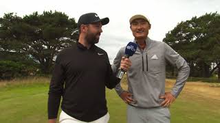 Rick Shiels walks the 14th Hole with Haotong LI [upl. by Audras]