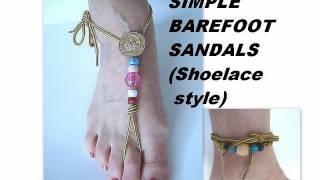 SIMPLE BAREFOOT SANDALS shoelace or ANKLE BRACELET [upl. by Heigl]