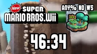 New Super Mario Bros Wii  No W5 Speedrun in 4634 Former WR [upl. by Helas]