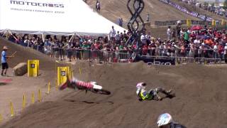 Hangtown 450 Moto 1 Tommy Weeck Crash [upl. by Eanram]