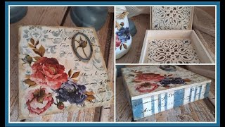 CAJA DE MADERA DECORADA DECOUPAGE y STENCIL [upl. by Meurer373]