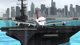 FSX A380800 PHILIPPINE AIRLINES XTREME XWIND LANDING IN AN AIRCRAFT CARRIERnear RPLS1 [upl. by Rambert300]