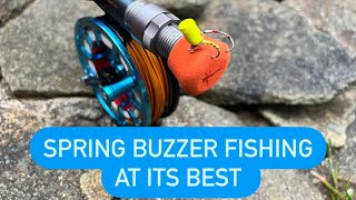 Spring buzzer fishing at its best Uk fly fishing stillwaters [upl. by Zingale]