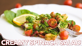 Creamy Spinach Salad with Chicken amp Baby Tomatoes  Natashas Kitchen [upl. by Nikita]