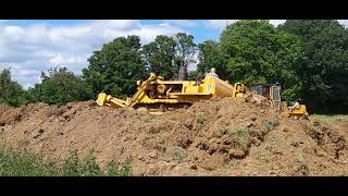 vintage and classic caterpillar dozers track shovel at cat link club 2024 sibbertoft heap top soil [upl. by Hsirap]