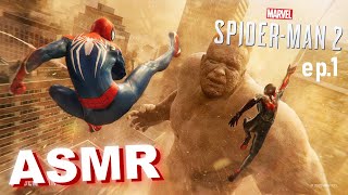 ASMR Gaming Spider Man 2 Ep 1 Controller Sounds amp Whispering [upl. by Gainer539]