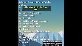 Selected Poems of Percy Bysshe Shelley  Lines Written in the Bay of Lerici Loves Philosophy [upl. by Inimak]