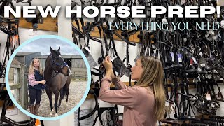 NEW HORSE ARRIVES  BIGGEST TACK HAUL feed shop stable prep [upl. by Abeh852]