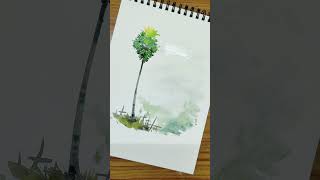 palmyrapalm watercolor paintingwatercolor tree naturepainting [upl. by Atiuqaj]