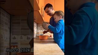 dad and son are cooking apple pie the difference is 6 months shorts baby [upl. by Hosbein]