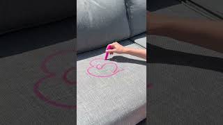 Staining my couch with a pink paint pen Testing if it’s really stain proof [upl. by Elicec767]