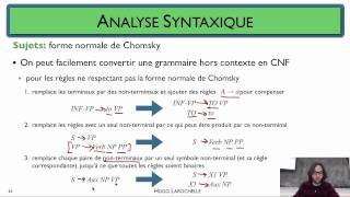 Traitement automatique des langues 68 Analyse syntaxique  forme normale de Chomsky [upl. by Ellekcir647]