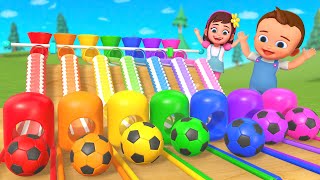 Learning Colors for Children with Little Babies Fun Play Wooden Slider Soccer Balls Toy Kindergarten [upl. by Fante]