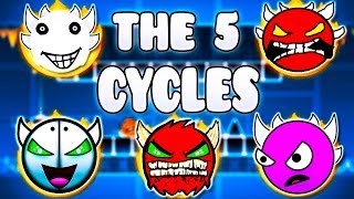 quotTHE 5 CYCLESquot   GEOMETRY DASH BETTER AND RANDOM LEVELS [upl. by Atnuahsal715]