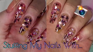 Stuffing My Nails With Stuff  Encapsulated Glitter Foil and Shells [upl. by Abbie]