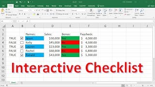 Interactive Checklist With If Function Formulas and Conditional Formatting  Excel [upl. by Bazar835]