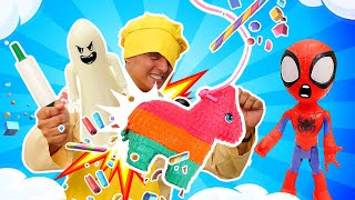 ¡El fantasma goloso roba la piñata Video de juguetes para niños con el Cazafantasmas [upl. by Laen]