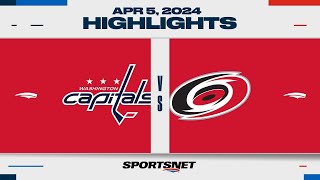 NHL Highlights  Capitals vs Hurricanes  April 5 2024 [upl. by Eisseb525]