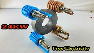 Wow Amazing Free Energy Generator 220v At Home 24KW With Copper Wire amp Spark Plug engineering [upl. by Cindy]