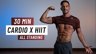 30 Min Cardio HIIT Workout  ALL STANDING  No Squats or Lunges [upl. by Kaia]