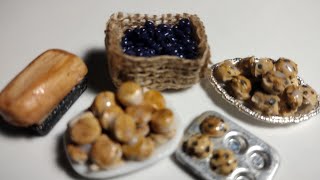 Dollhouse FoodBiscuits Muffins Bread and Blueberries w polymer clayRooming House Dollhouse [upl. by Danita]