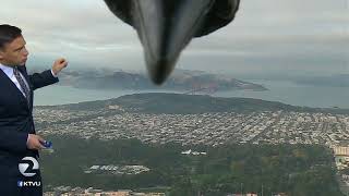 Bird photobombs weather report  KTVU [upl. by Glimp]