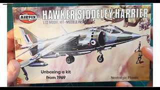 Airfix 172 Harrier Unboxing 54 year old kit [upl. by Leviram40]