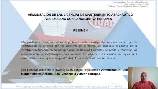 ARMONIZACIÓN DE LAS LICENCIAS DE MANTENIMIENTO AERONÁUTICO VENEZOLANO [upl. by Furiya149]