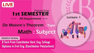 1st Semester  Math  De Moivres Theorem Complex No wbscte polytechnic [upl. by Seth]