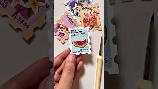 Palestine🇵🇸watermelon diystamp stamp collection gouachepainting palestine gaza fruits art [upl. by Cal]