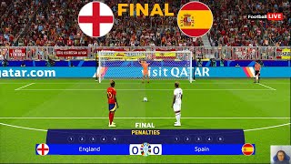 England Vs Spain  Penalty Shootout  Final UEFA Euro 2024  Saka vs Yamal  PES Gameplay [upl. by Engedus]