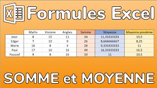 Formules Excel  Calculer une SOMME et une MOYENNE simple ou pondérée avec coefficients [upl. by Naivaj]