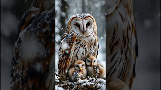 Owl Protects Chicks from Intense Snowstorm snowyowl owls birds trending snow [upl. by Mayberry]