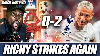 RICHY STRIKES AGAIN THE BEST BRAZILIAN IN THE PL  Nottingham Forest 02 Tottenham MATCH HIGHLIGHTS [upl. by Paulsen]