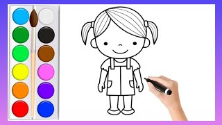 cute girl kids drawingdrawing for kidsdolls and for children [upl. by Ybbor]