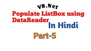 List Box and Datareader in vbnet [upl. by Weihs]