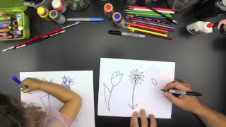 How To Draw Three Spring Flowers for younger kids [upl. by Noli]