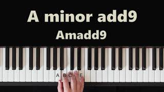 How To Play A Minor add 9 Amadd9 Chord On Piano [upl. by Lianna]