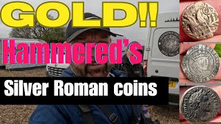 GOLD ROMAN SILVERHAMMERED COINSmetal detecting ukxp duestreasurehunting metaldetectinguk [upl. by Deirdra]