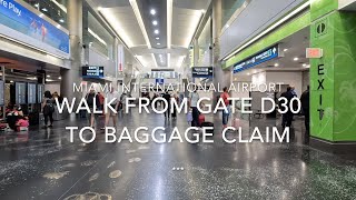 Miami International Airport Walk from Gate D30 to Baggage Claim [upl. by Lehcyar574]