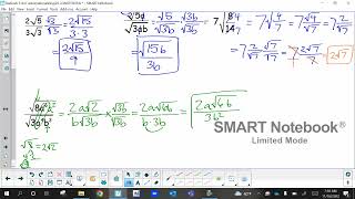 Radicals 56 NotesDividing and Radicals raised to a Power [upl. by Aseeram]