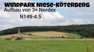 Aufbau von 3× Nordex N14945  Windpark Niese [upl. by Benildas662]