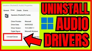 How To UNINSTALL Audio Drivers Windows 11 FULL GUIDE 2024 [upl. by Zug682]