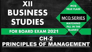 Principles of Management CH 2 MCQ series Class 12th Bst for Board exam 2021 20 most imp MCQs [upl. by Zippel]