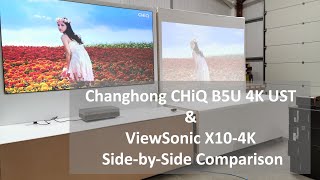 Changhong CHiQ B5U 4K Laser UST amp ViewSonic X104K Short Throw Projector Comparison Review [upl. by Elehcir]