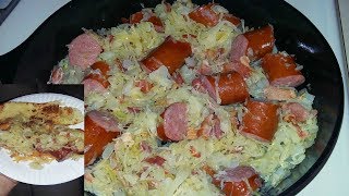 Cast Iron Skillet Kielbasa And Sauerkraut Recipe [upl. by Jarad]