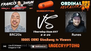 1000 giveaway debate BRC20 VS RUNES [upl. by Ladnik]