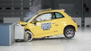 2012 Fiat 500 moderate overlap IIHS crash test [upl. by Noleta392]