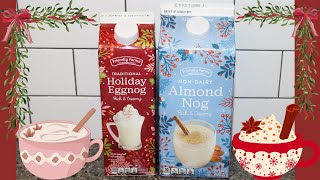 Friendly Farms ALDI Traditional Holiday Eggnog amp NonDairy Almond Nog Review [upl. by Yraeht40]