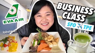 EVA Air BUSINESS CLASS FOOD REVIEW ✈️ San Francisco to Taipei 14 Hr Flight [upl. by Aieken508]